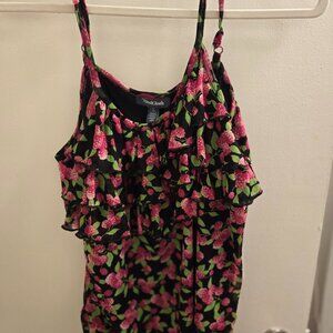 ModCloth going out mesh raspberry print top NWT